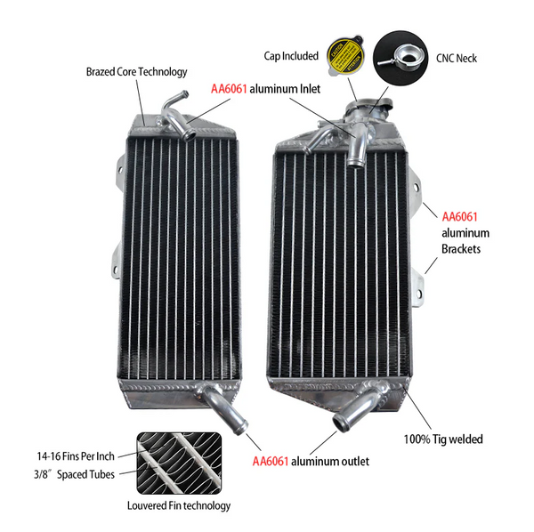 GPI Aluminum Radiator FOR 2006-2008 KAWASAKI KXF450 KXF 450 KX450F KX 450 F 2006 2007 2008