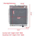 GPI Racing 3 CORE Aluminum Radiator for 1964-1966 FORD MUSTANG Falcon Mercury V8 260 289 AT/MT  1964 1965 1966