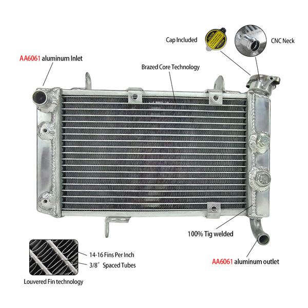 GPI Aluminum Radiator FOR 2003-2008 Suzuki LTZ400 DVX400 KFX400 LTZ 400 DVX 400 KFX 400 2003 2004 2005 2006 2007 2008