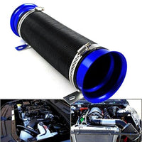 BLUE Universal 3'' Flexible Car Cold Air Intake Hose Filter Pipe Telescopic Tube Kit