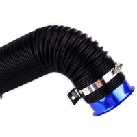 BLUE Universal 3'' Flexible Car Cold Air Intake Hose Filter Pipe Telescopic Tube Kit