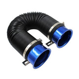 BLUE Universal 3'' Flexible Car Cold Air Intake Hose Filter Pipe Telescopic Tube Kit