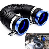 BLUE Universal 3'' Flexible Car Cold Air Intake Hose Filter Pipe Telescopic Tube Kit