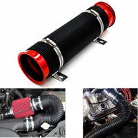 RED Universal 3'' Flexible Car Cold Air Intake Hose Filter Pipe Telescopic Tube Kit