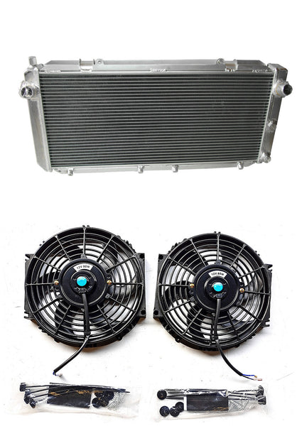 GPI 2 Row Aluminum Radiator & FANS  For 1990-1997 Toyota MR2 MR-2 SW20 3SGTE Turbo 2.0L L4  1990 1991 1992 1993 1994 1995 1996 1997