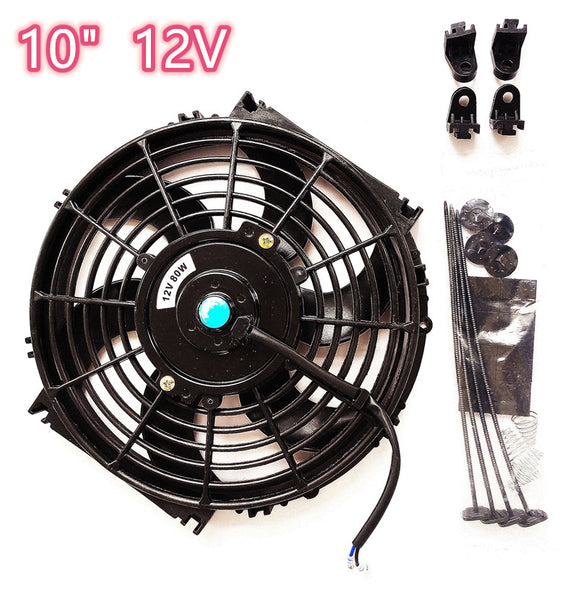 GPI 10" inch 12V Pull/Push Slim Radiator Electric Cooling Thermo Fan+Mounting Kits