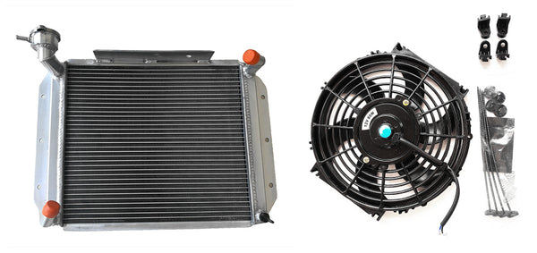 GPI 62MM ALUMINUM  RADIATOR CUSTOM  & fan FOR MG MGA 1500,1600, 1622, DE LUXE MT 1955-1962 1955 1956 1957 1958 1959 1960 1961 1962