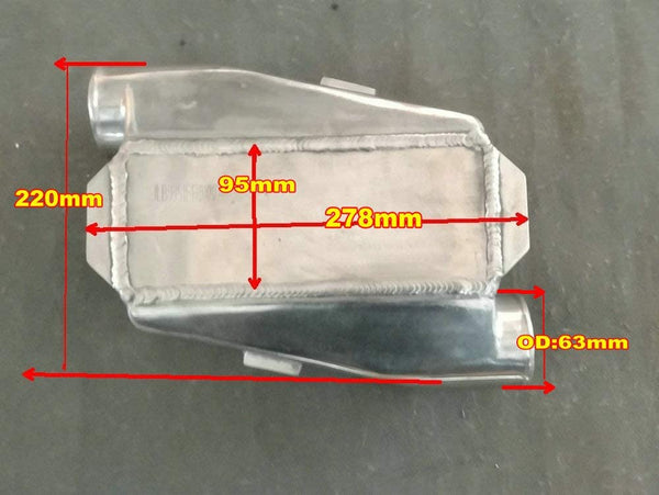 Universal Aluminium Air Water Liquid Intercooler Chargecooler 180° Inlet Outlet