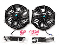 GPI 2pcs 9" 9 inch Universal Electric Radiator / Intercooler COOLING Fan +mounting kits