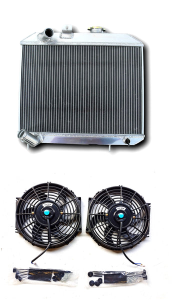 GPI 3 Row aluminum radiator & FANS for 1941-1952 JEEP Willys 1941 1942 1943 1944 1945 1946 1947 1948 1949 1950 1951 1952