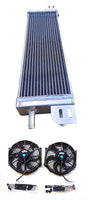 GPI Air to water aluminum intercooler liquid heat exchanger  & fans  Overall Size: 23.5x6.75x2.75(end-tank) inch