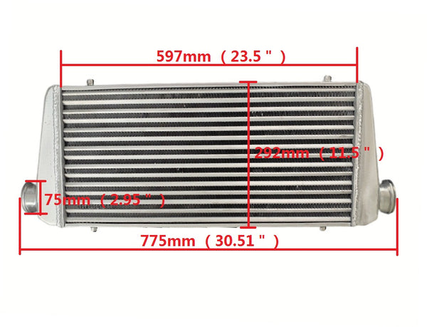 GPI 30" x 12" x 3" FMIC Aluminum Turbo Intercooler Universal 76mm 3" Inlet/Outlet