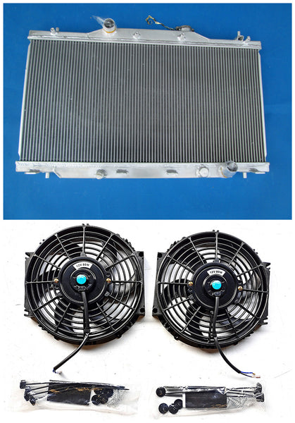 GPI 2 ROW Aluminum Radiator & fans for 2002-2006 Acura RSX Integra DC5 2.0L L4 MT 2002 2003 2004 2005 2006