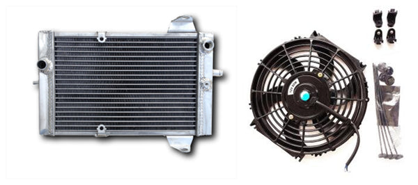 GPI ATV Aluminum Radiator & fan for 2003-2009 Kawasaki KFX700 KFX-700  2004 KFX 700 2003 2009 2008 2007 2006 2005