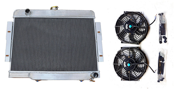 GPI  Aluminum Radiator+Fans For 1972-1986 Jeep CJ Series CJ-5 CJ-7 w/Chevy V8 Conversion Engine 1973 1974 1975 1976 1977 1978 1979 1980 81 82 83 84 85