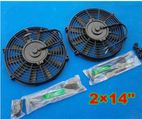 GPI 2pcs Universal 14" inch Slim Fan Push/Pull Electric Radiator Cooling Engine Kit Truck