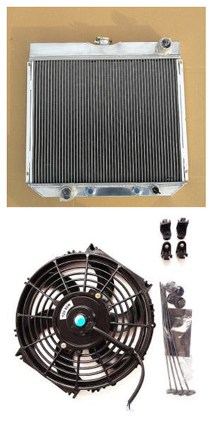 GPI 3 Row Aluminum  Radiator & fan For 1967-1970 FORD MUSTANG/-77 MAVERICK 4.1L/5.0L l6/V8 1967 1968 1969 1970