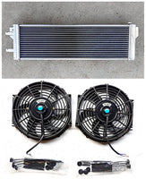 GPI Air to water aluminum intercooler liquid heat exchanger  & fans  Overall Size: 23.5x6.75x2.75(end-tank) inch