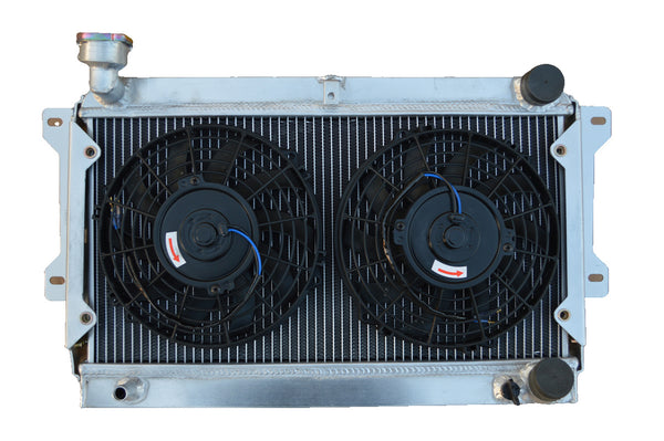 GPI Aluminum Radiator & Fans For 1979-1982 Mazda RX7 RX-7 SA22C 12A 1.1L R2 GSL/GS  1979 1980 1981 1982