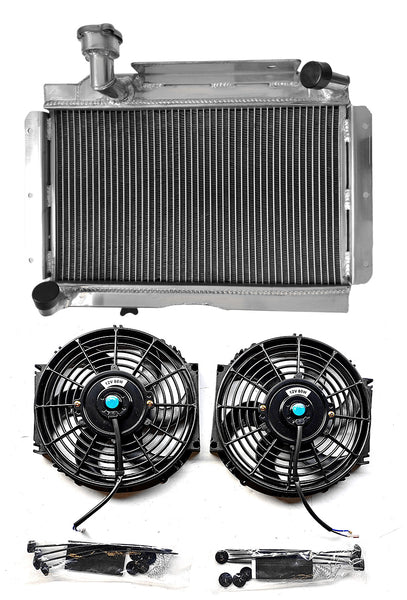 GPI 2 Row Aluminum Radiator& fans For 1955-1962 MG MGA 1500 1600 1622 DE LUXE 1.5L 1.6L 1955 1956 1957 1958 1959 1960 1961 1962