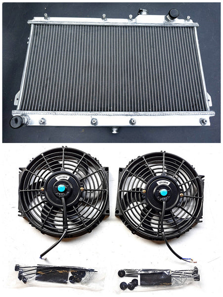 GPI  Aluminum radiator & fans for 1990-1997 Mazda Eunos/Miata/MX-5 1.6i 1.8i B6ZE(RS) BP I4  1990 1991 1992 1993 1994 1995 1996 1997