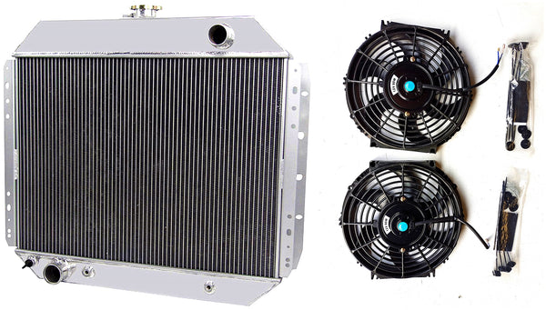 GPI  3 Row Aluminum Radiator  & FAN for 1966-1979 Ford F-Series/Bronco Truck V8 F100 F150 F250 F350 1966 1967 1968 1969 1970 1971 1972 1973 1974 1975 1976 1977 1978 1979